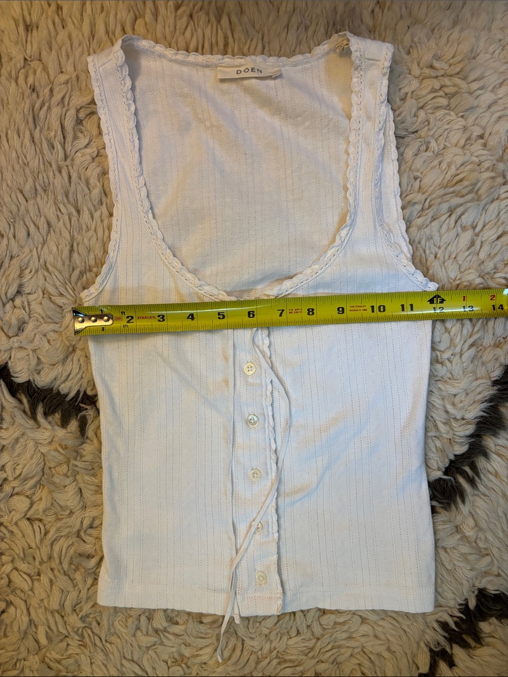 Doen White Button-Front Ribbed Tank Top - Picture 4 of 14